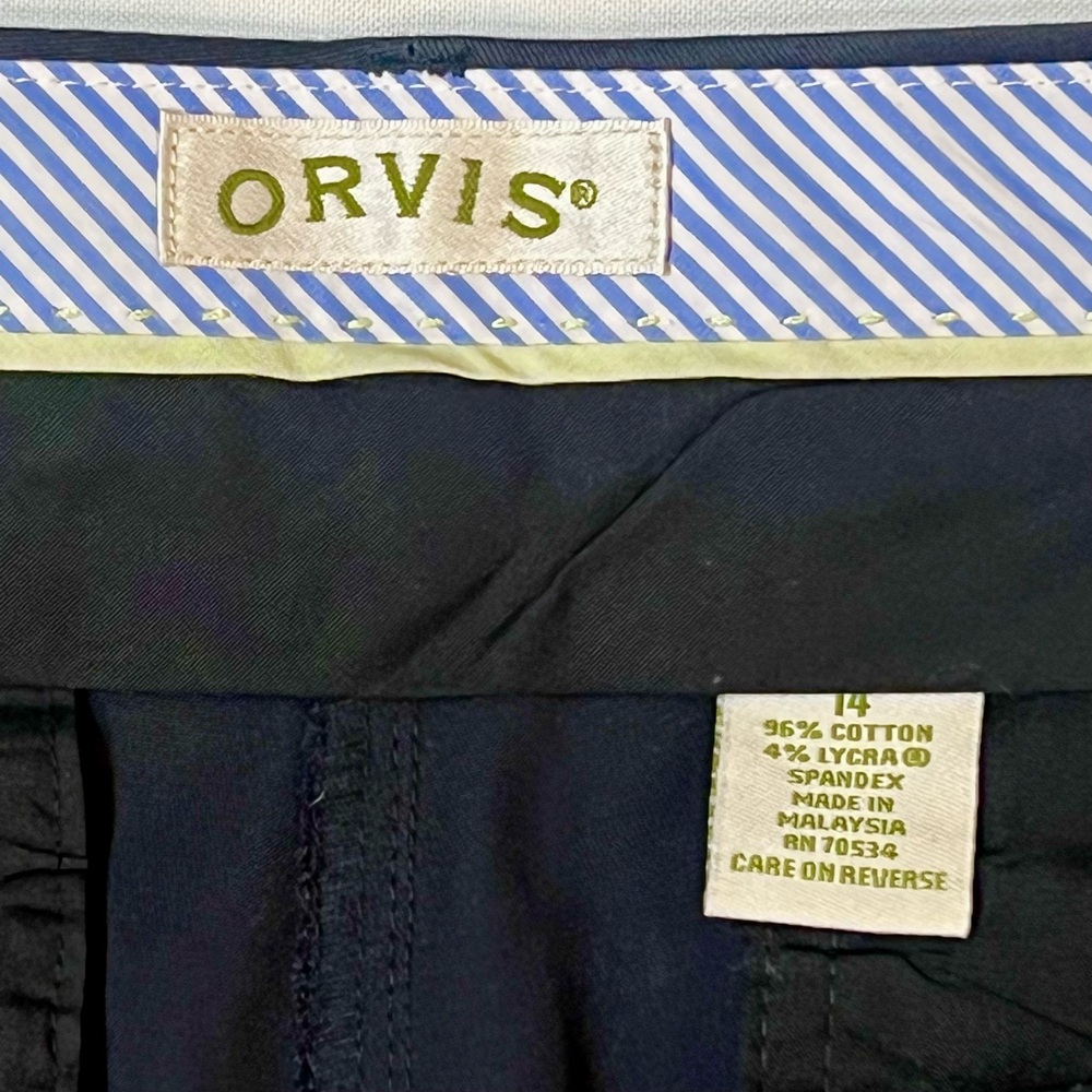 Orvis Navy Capris Wrinkle-Free‎ Cropped Chinos Sz 14 EUC - Picture 3 of 15